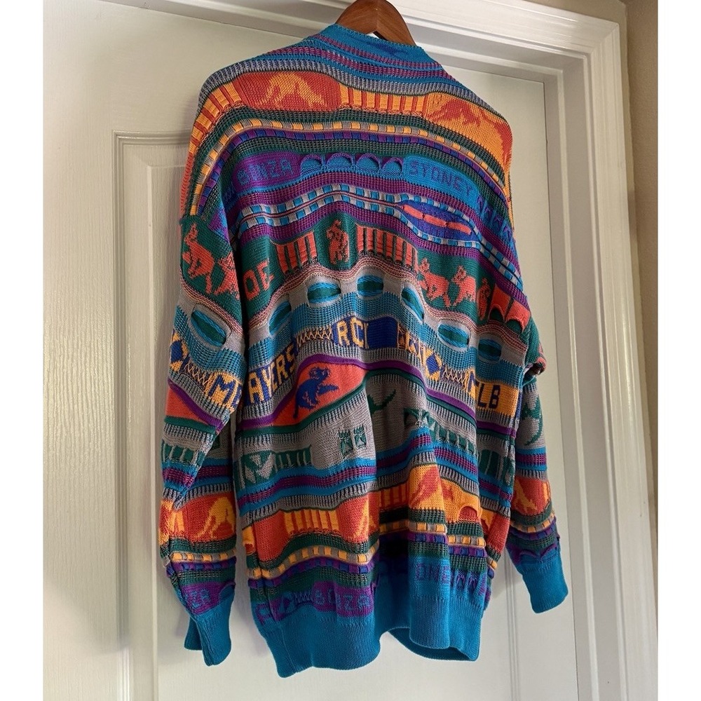 Vintage HySport Australia 100% Cotton Cardigan Sweater Men's Size 14 Coogi Style - Picture 9 of 16
